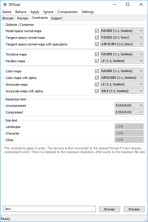 Alternate Constraints tab settings